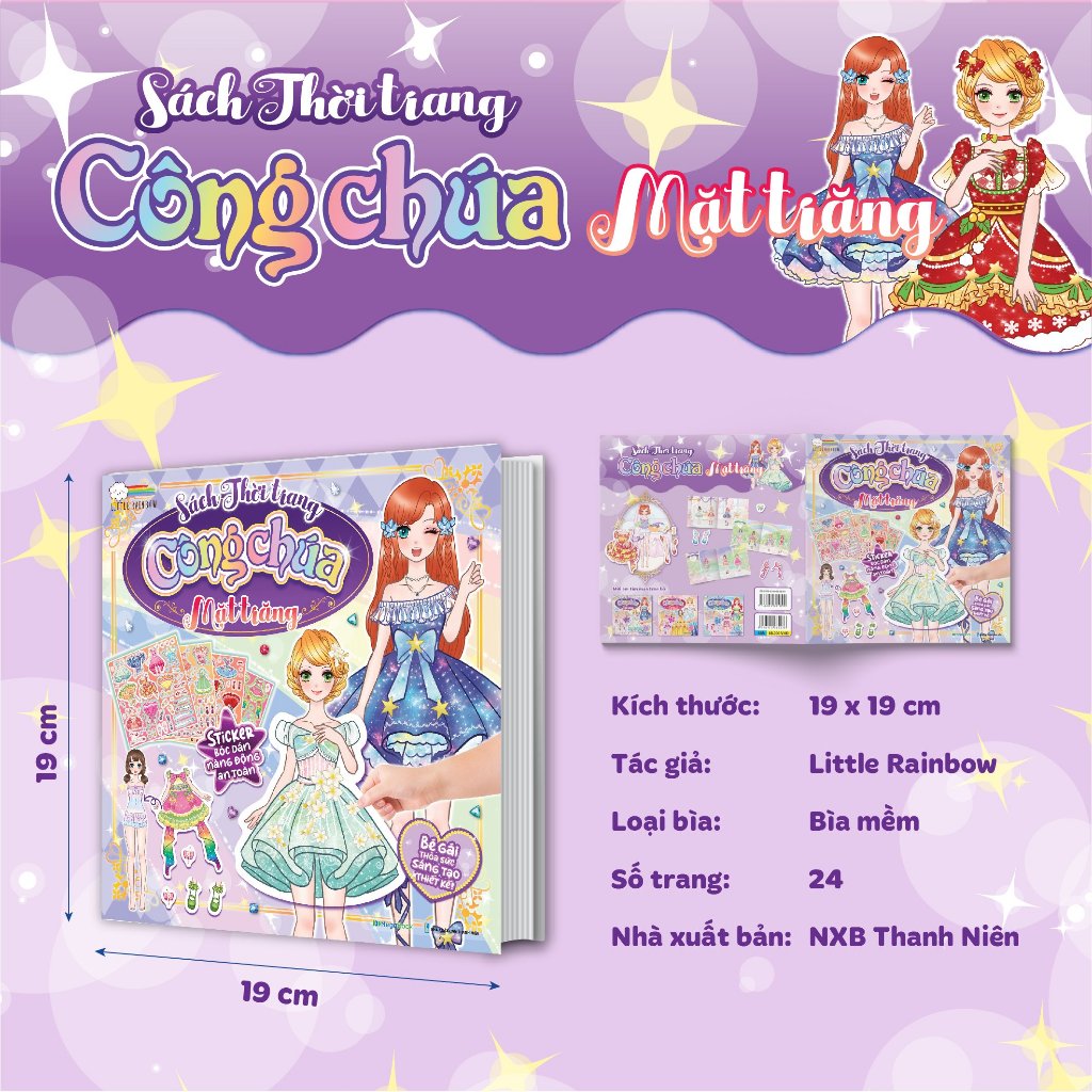 Sách Thời Trang Công Chúa mặt Trăng  - Sách tương tác thay đổi trang phục công chúa