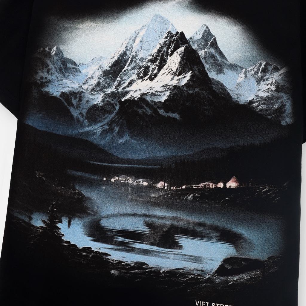 Áo thun NEEDS OF WISDOM Snowy Mountain Tee - Black - Local Brand Chính Hãng