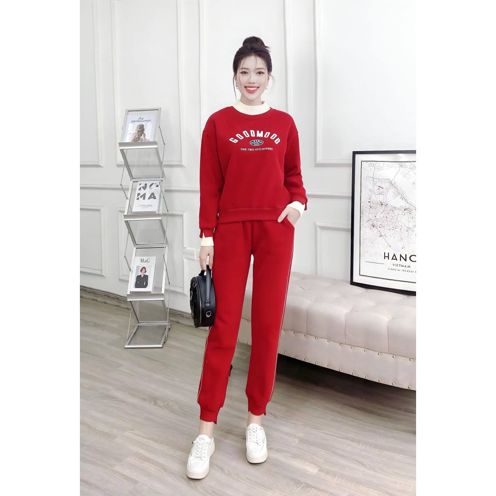 Set bộ thể thao cao cấp Odelia, mix màu lót lông - S7343