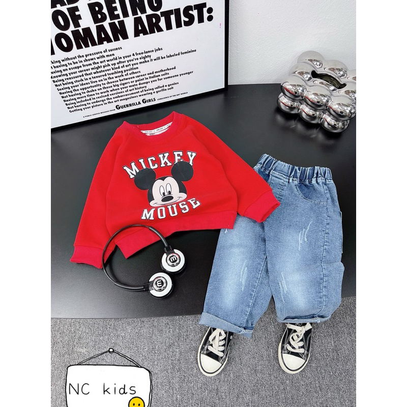 Bộ mickey áo đỏ cho bé