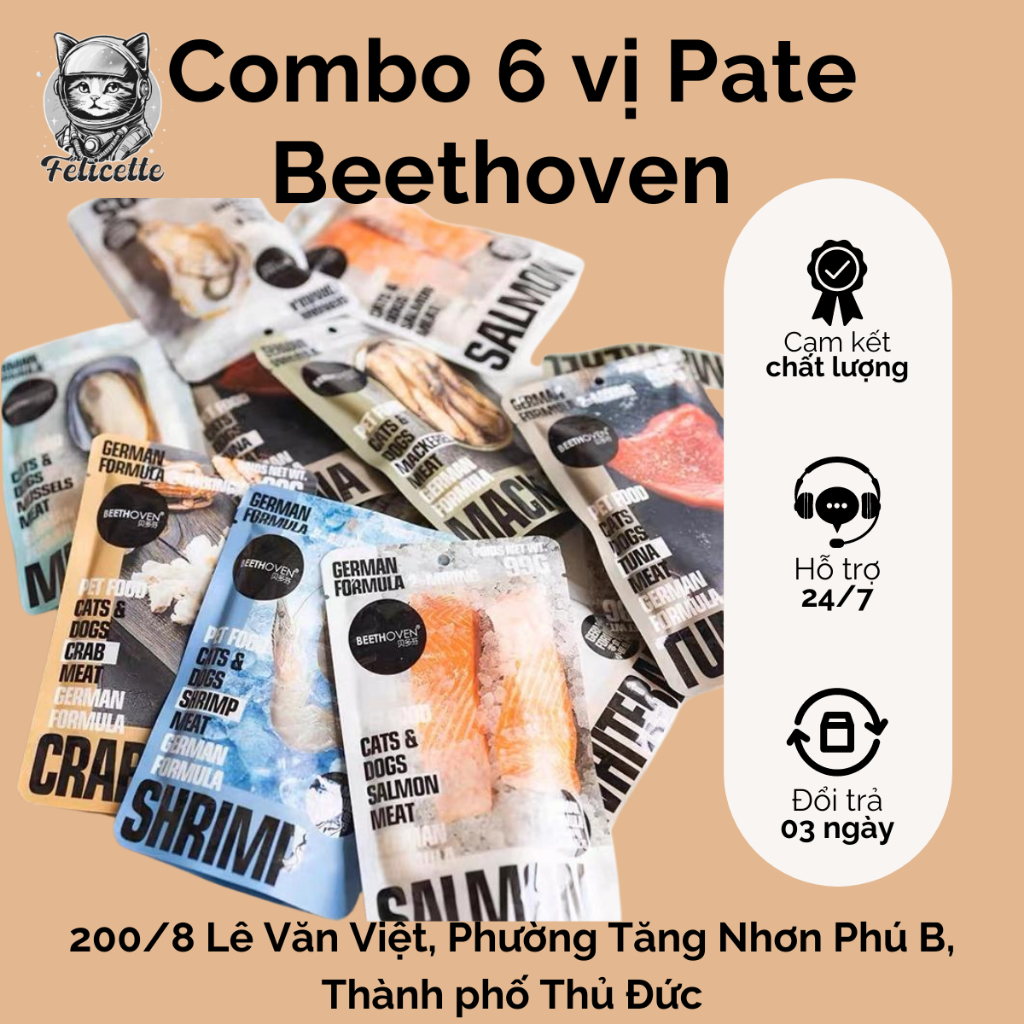 Combo 6 vị Pate Beethoven cao cấp cho chó mèo