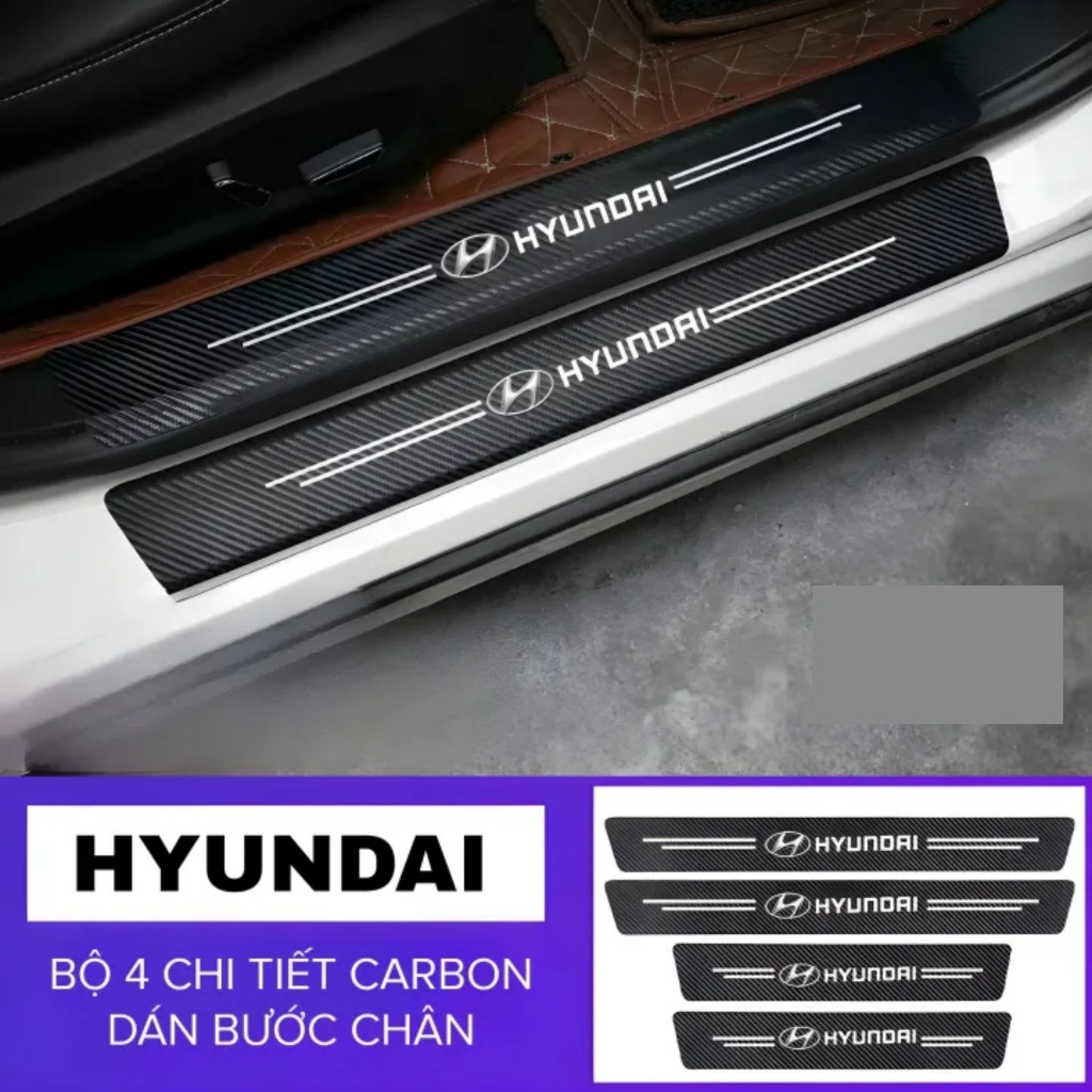 Bộ 4 Tấm Nẹp Dán Vân Carbon Chống Trầy Xước, Bảo Vệ Bậc Cửa Ô Tô, Full Logo Các Hãng Xe