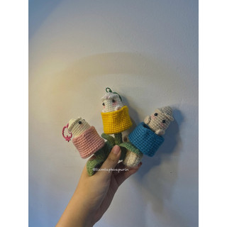 ( Ảnh thật) Móc khoá len hoa tulip handmade