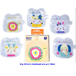 (Tặng 01 bút ghi chú) Hộp 30 túi trữ sữa Kichilachi 120ml an toàn Free Bpa