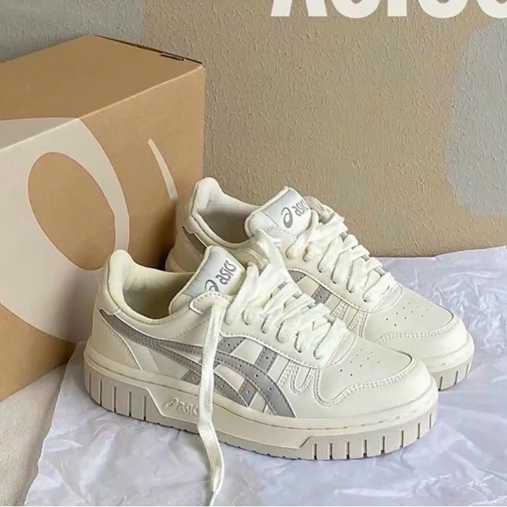 Giày Sneaker Asics Court MZ kem xám, Giày thể thao nam nữ Asics cổ thấp,hàng cao cấp,đế cao su tăng 