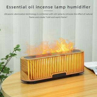 (HCM) (TẶNG SẢ CHANH 10ML) Máy Khuếch Tán, Máy Xông Tinh Dầu Ngọn Lửa Sọc (Mẫu mới) (có remote)