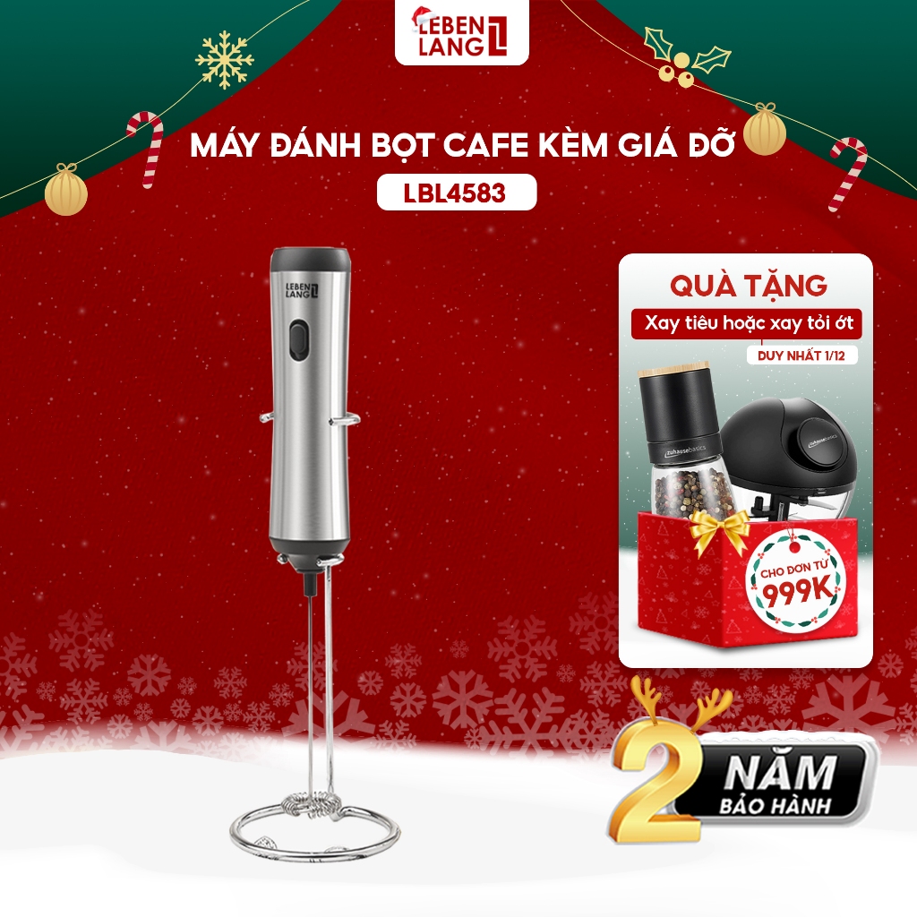 Máy đánh bọt cafe cầm tay Lebenlang LBL4583, có giá treo, sạc điện tiện lợi, công suất 10W, hàng chính hãng - BH 2 năm