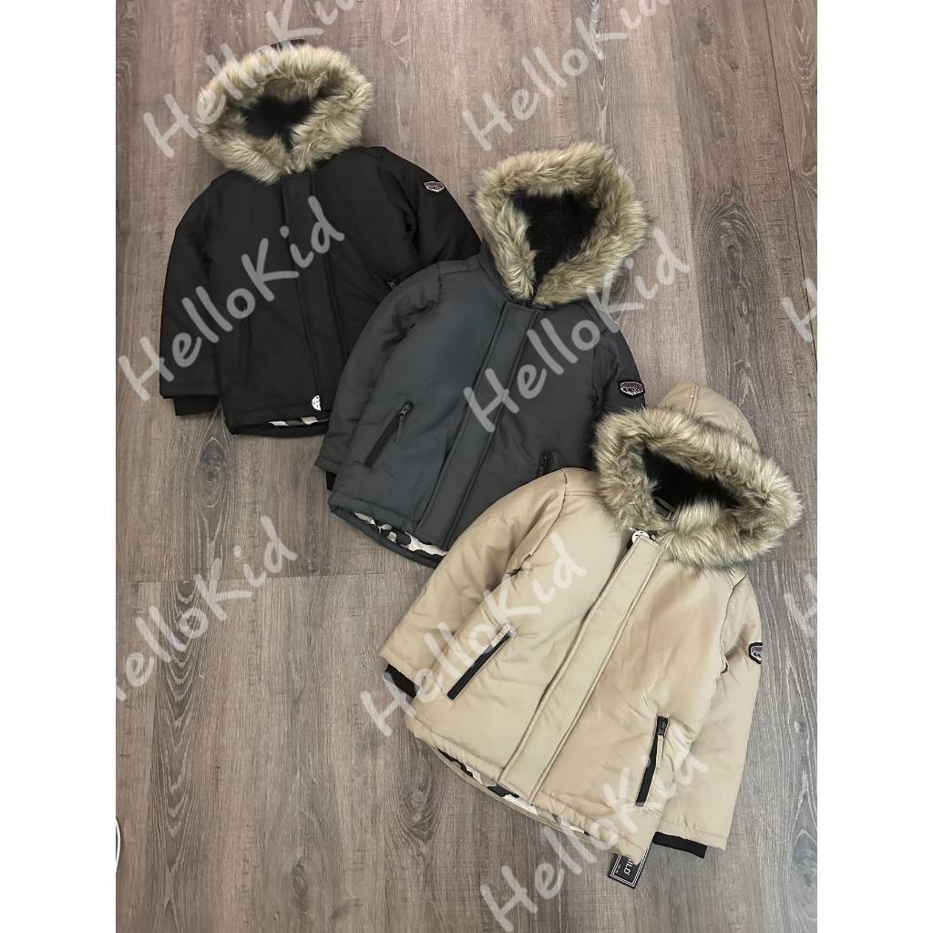 Áo khoác parka xuất âu đơn giản mũ lông 1212 cho bé