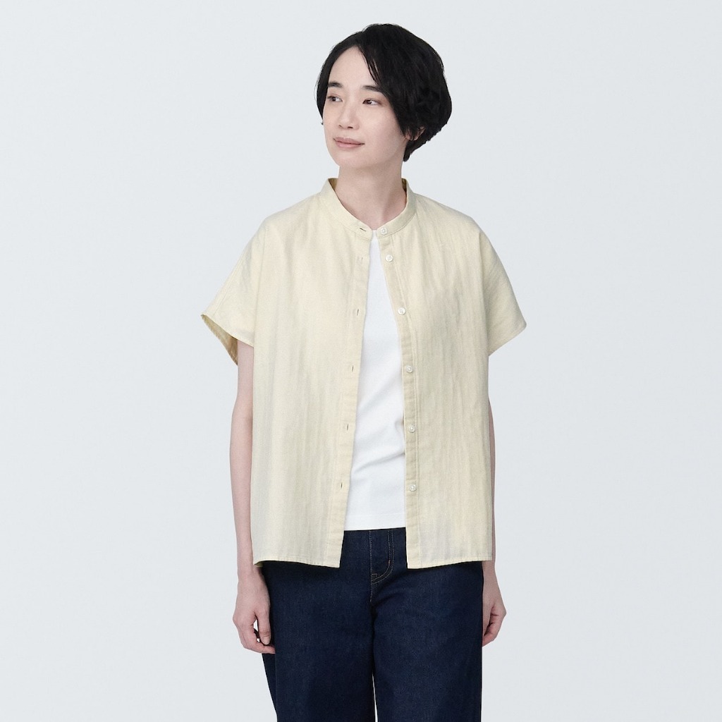 MUJI ÁO SƠ MI NỮ VẢI XÔ KAPOK 2 LỚP TAY NGẮN (OS)