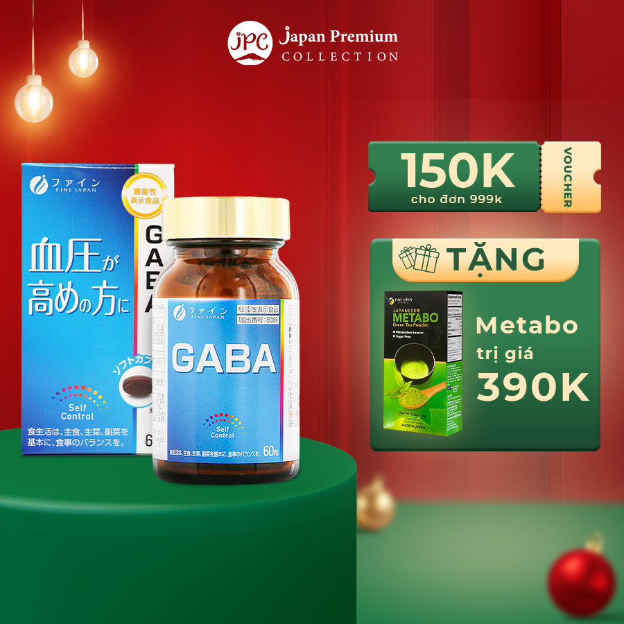 Viên Uống GABA Hỗ Trợ Điều Hòa Huyết Áp Fine Japan - Nhật Bản (Hộp 60 Viên)