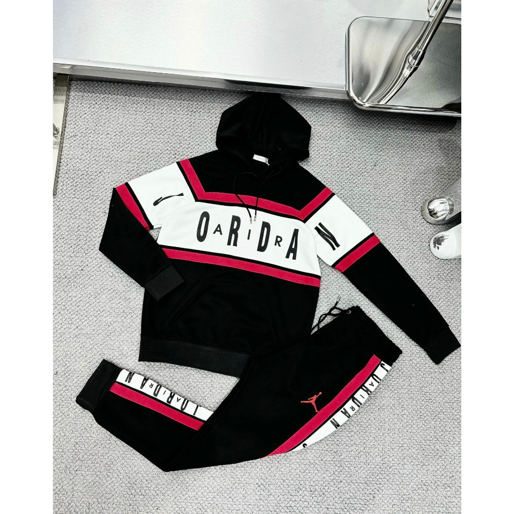 Bộ Thu Đông Nam Thể Thao Nam J.D Thêu Vạch Sọc Chữ Trắng Đỏ Có Mũ ,   Bộ Nỉ Nam J,D Chất Liệu Nỉ Da Cá Siêu Dày Dặn