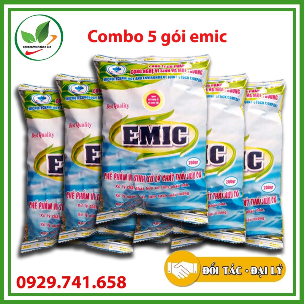 Combo 5 gói Men vi sinh EMIC 200gr. Khử mùi hôi phân cá, ủ đậu tương và rác thải sinh hoạt.