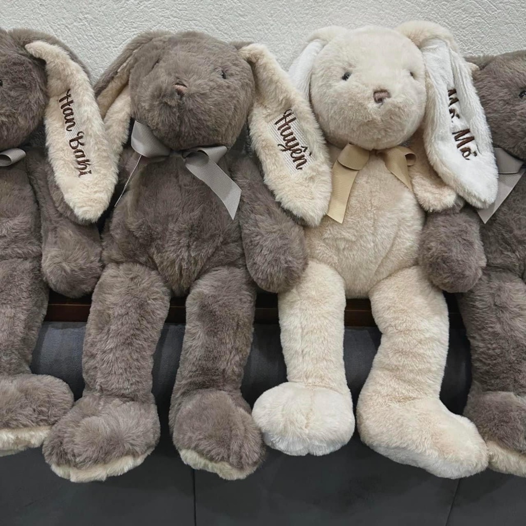 Thỏ bông thêu tên cho bé phong cách Hàn quốc