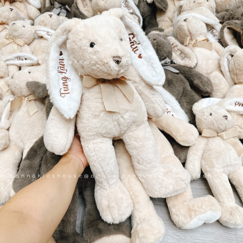 Thỏ bông thêu tên cho bé phong cách Hàn quốc