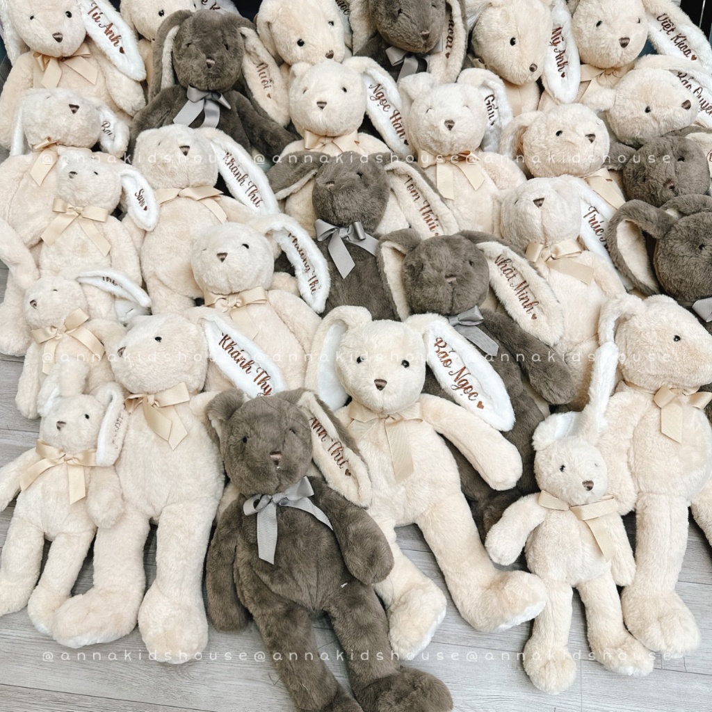 Thỏ bông thêu tên cho bé phong cách Hàn quốc