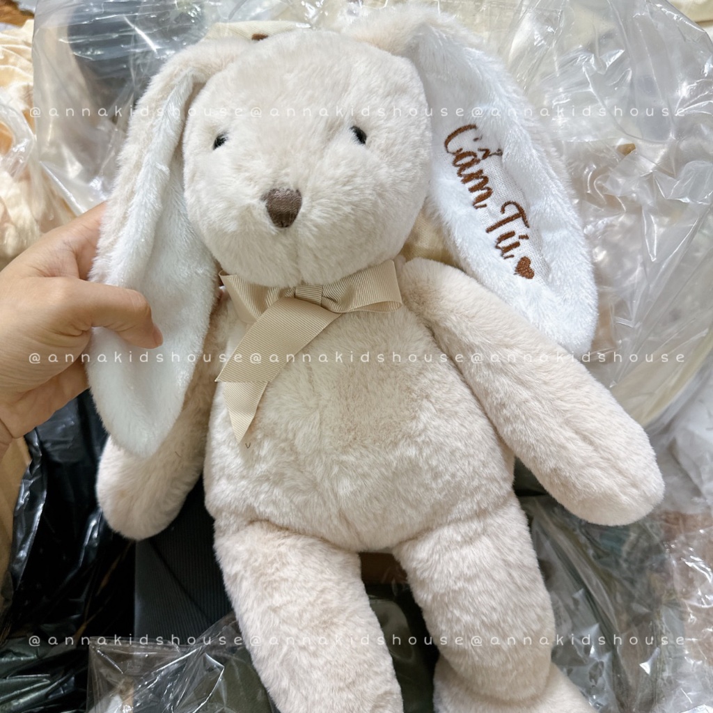 Thỏ bông thêu tên cho bé phong cách Hàn quốc