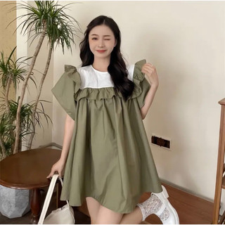 Váy babydoll tay nơ & cổ bẻ