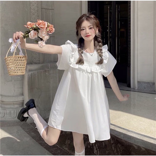 Váy babydoll tay nơ & cổ bẻ