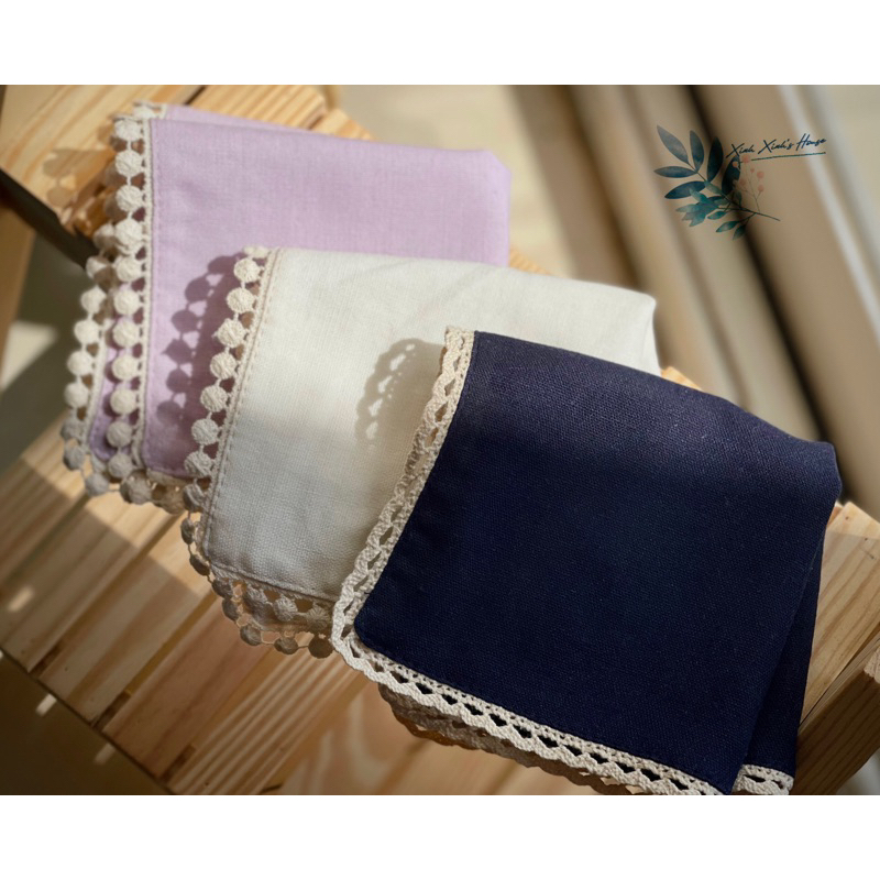 Khăn tay Linen 2 lớp mix ren (100% handmade)