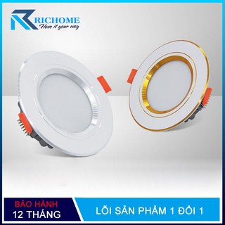Đèn led âm trần viền vàng hoặc viền bạc 7w ánh sáng trắng