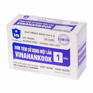 Bơm Kim Tiêm 1cc, Ống Bơm Tiêm 1ml VINAHANCOOK xilanh 1ml sử dụng 01 lần Hộp 100 cái