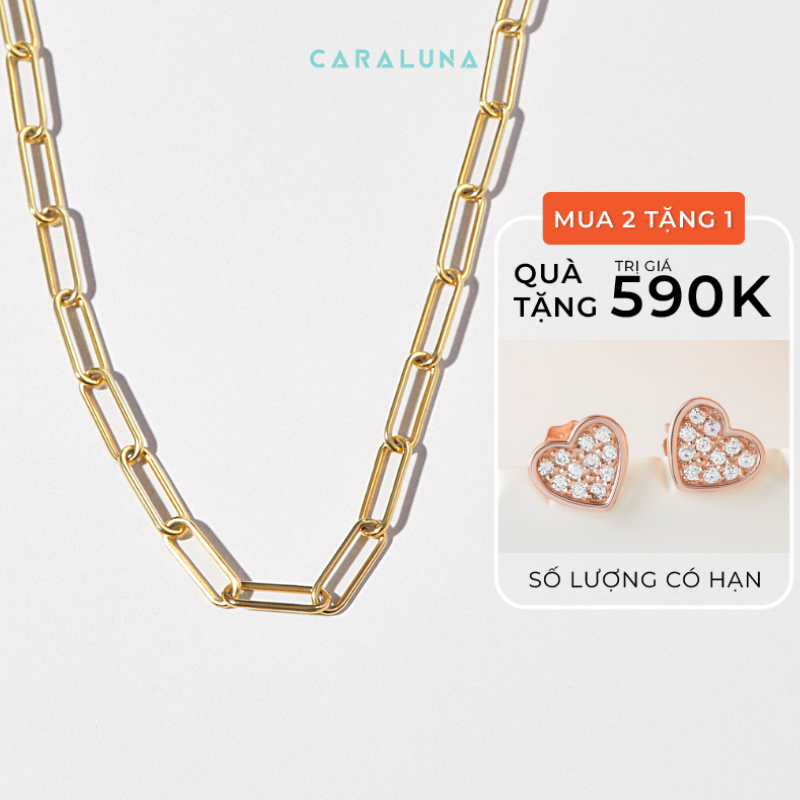 Dây Chuyền Bạc Nữ CARA LUNA Choker Xích Chữ Nhật Trơn Paperclip - VCN04