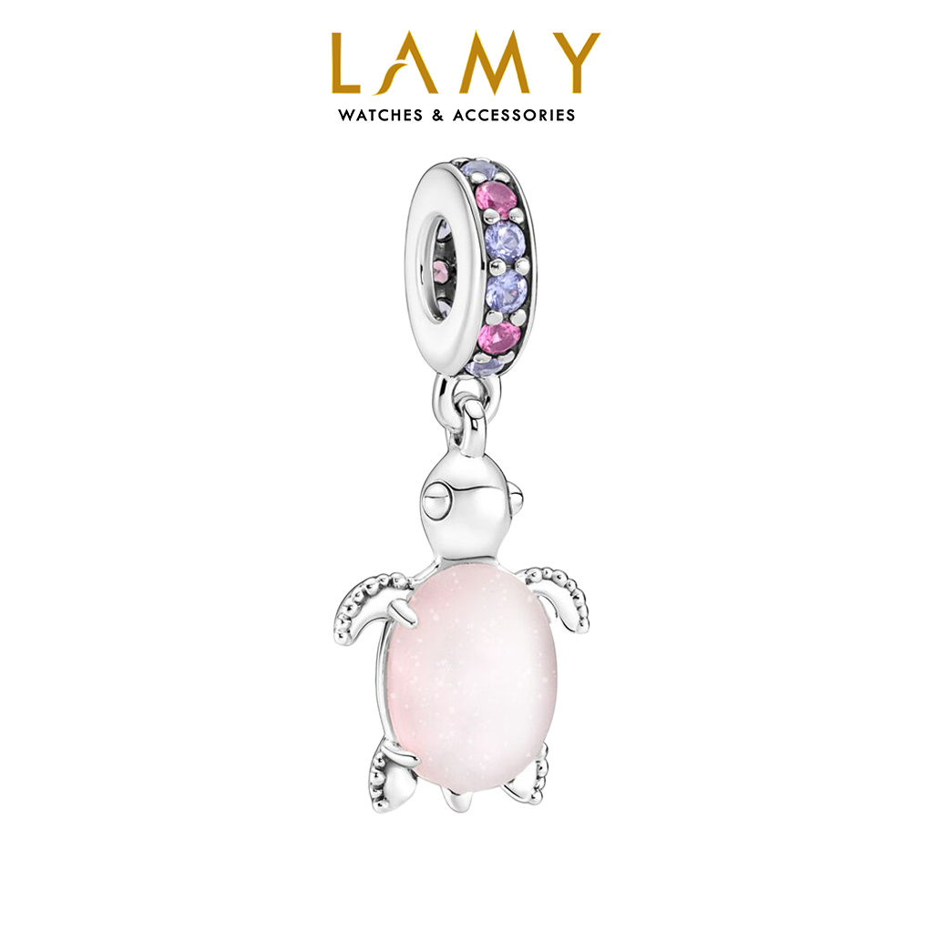 Charm bạc CDE Rùa biển hồng Murano Glass Pink Sea Turtle CDE1253PI