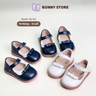 Giày bé gái tập đi da mềm gắn nơ Bunny Store, giày búp bê bé gái từ 10 tháng đến 6 tuổi chống trượt GTD26