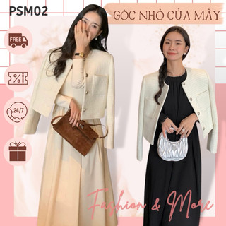 PSM02 Áo khoác dạ tweed lông cừu Pusumede chính hãng dáng ngắn trẻ trung GNCM