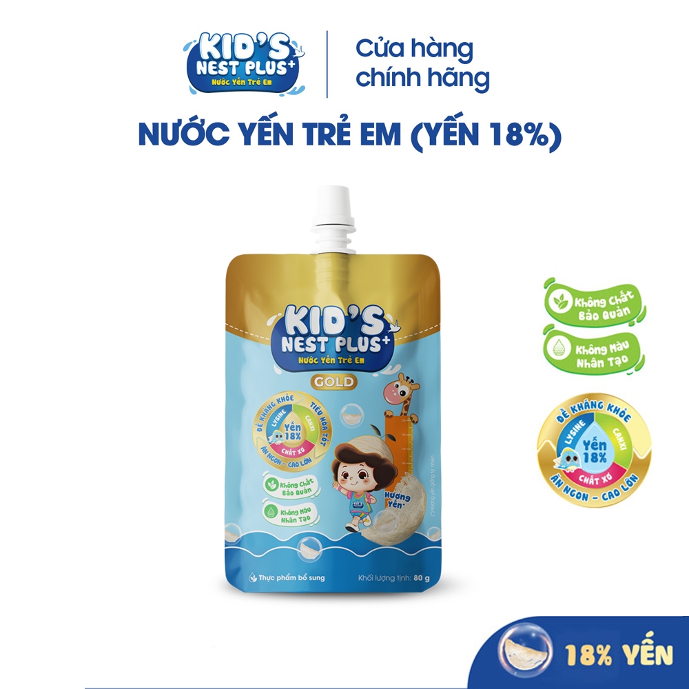 [MUA 3  TẶNG 1] Túi Nước Yến Trẻ Em Kid's Nest Plus+ Growth GOLD 18% (80ML )_ vị Yến tự nhiên " Mới ra mắt"