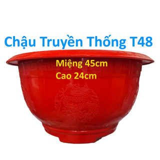 Chậu Nhựa Trồng Cây T48 Truyền Thống, kích thước chậu 45x24cm