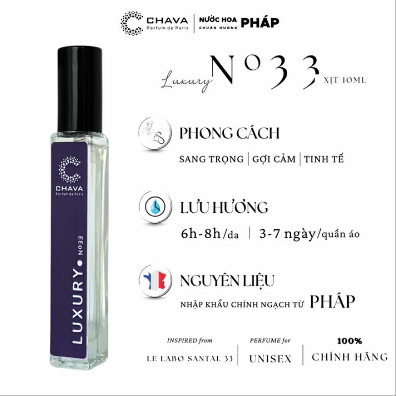 NƯỚC HOA MINI LUXURY N033 10ML - CHAVA