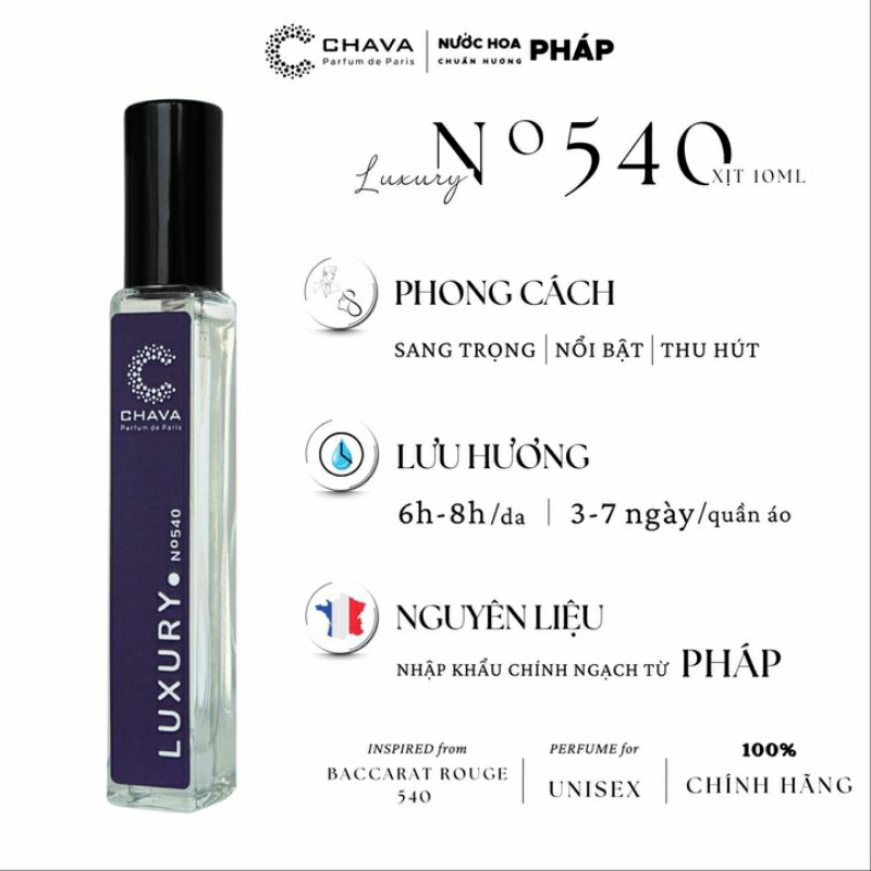 NƯỚC HOA MINI LUXURY N0540 10ML - CHAVA