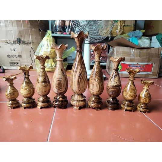 Bộ lục bình tỳ bà 9 món gỗ gụ Gia Lai vân cực đẹp