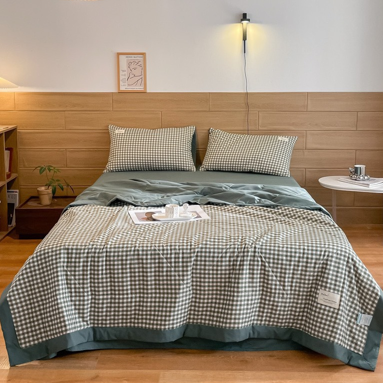 Bộ chăn chần ga gối cotton Tici decor phòng ngủ vintage