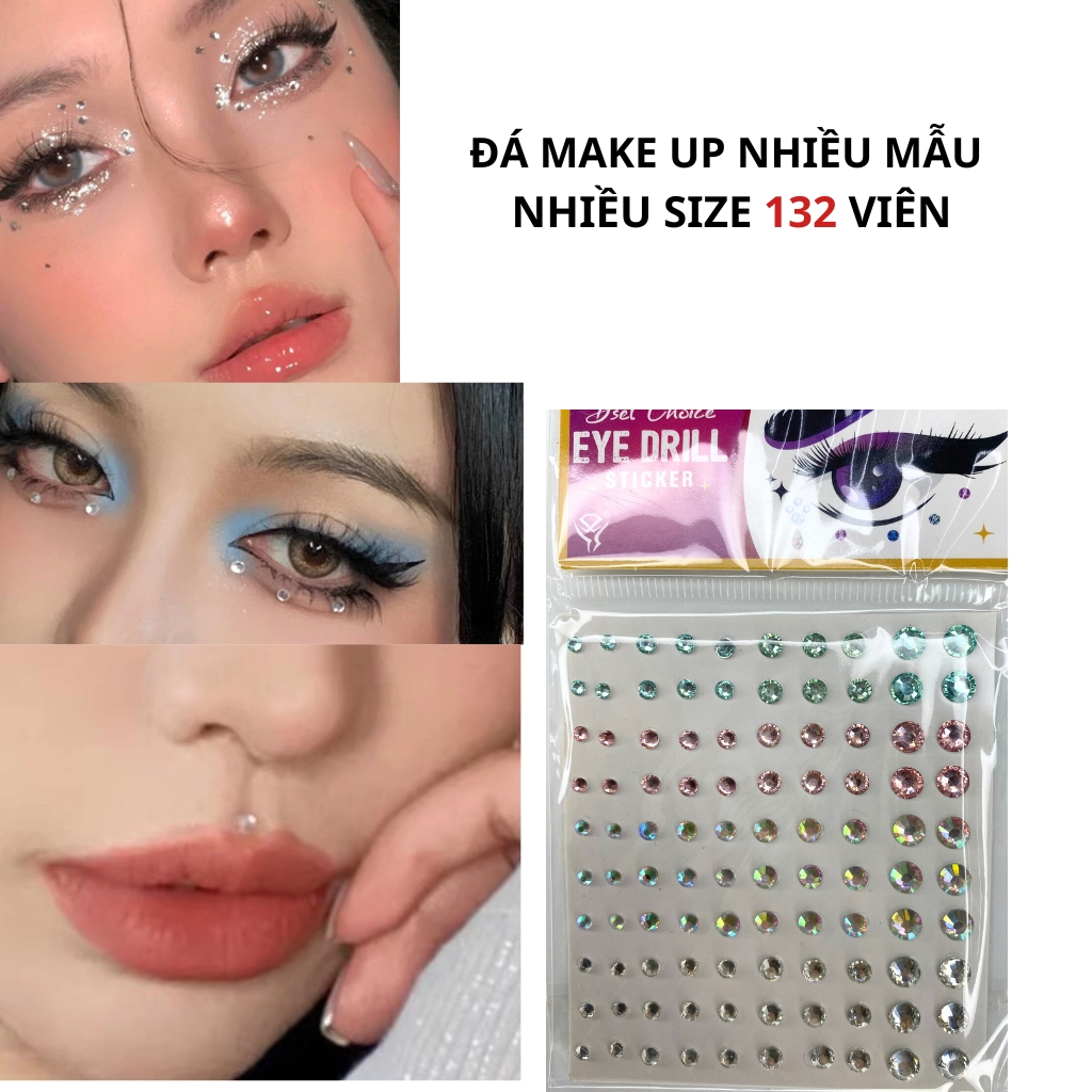 Đá đính mặt nhiều mẫu có sẵn keo dán, đá dán makeup, đá đính tóc hóa trang