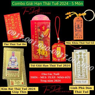 Combo 5 Món Thái Tuế 2024 Hóa Giải Phạm Thái Tuế Của Thìn Tuất Mùi Mão Sửu Để ốp Lưng Túi Sách Ví Phong Thủy May Mắn