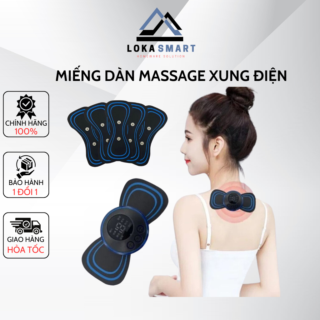 Miếng Dán Massage Xung Điện EMS Tích Hợp 6 Chế Độ, Giảm Nhức Mỏi Cổ Vai Gáy Hiệu Quả Máy Mát Xa MiNi Toàn Thân