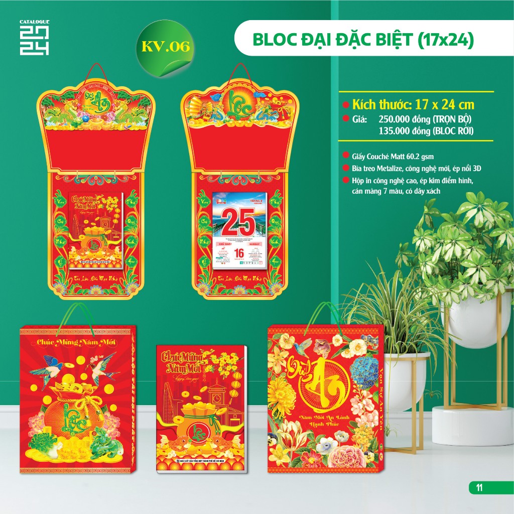 Lịch Bloc Trọn Bộ 2024- Các Size 17 x 24cm - 20 x 30 cm - 25 x 35 cm - 29 x 41 cm - 30 x 40 cm - 38 x 53 cm - 38 x 54 cm