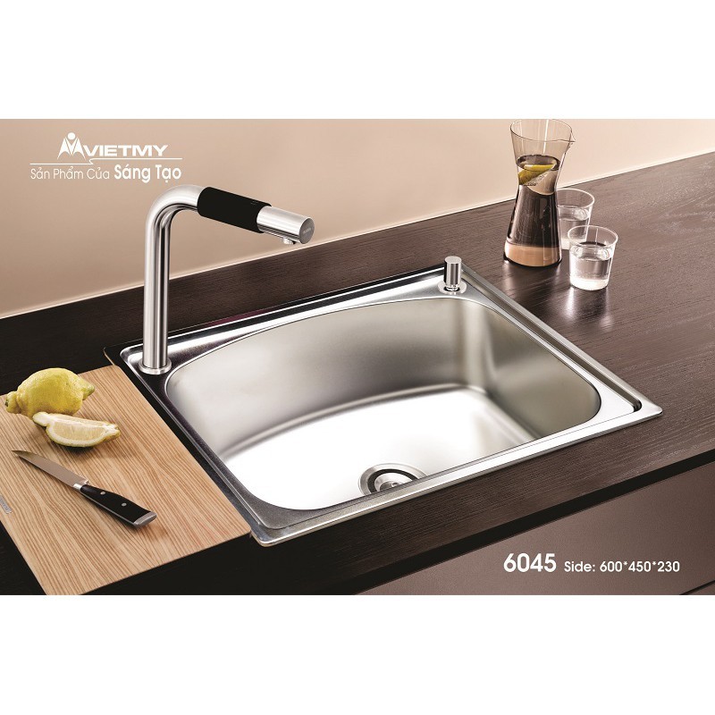 Chậu Rửa Chén Bát VIỆT MỸ H.8050 H.6045 - Top chậu rửa bát 1 hộc chính hãng bán chạy nhất