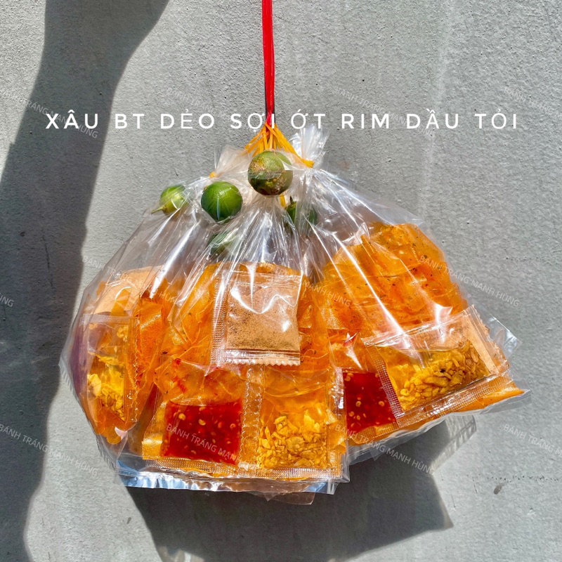 Xâu bánh tráng DẺO SỢI SATE cay thơm ngon (10 bịch) - Bánh tráng Mạnh Hùng