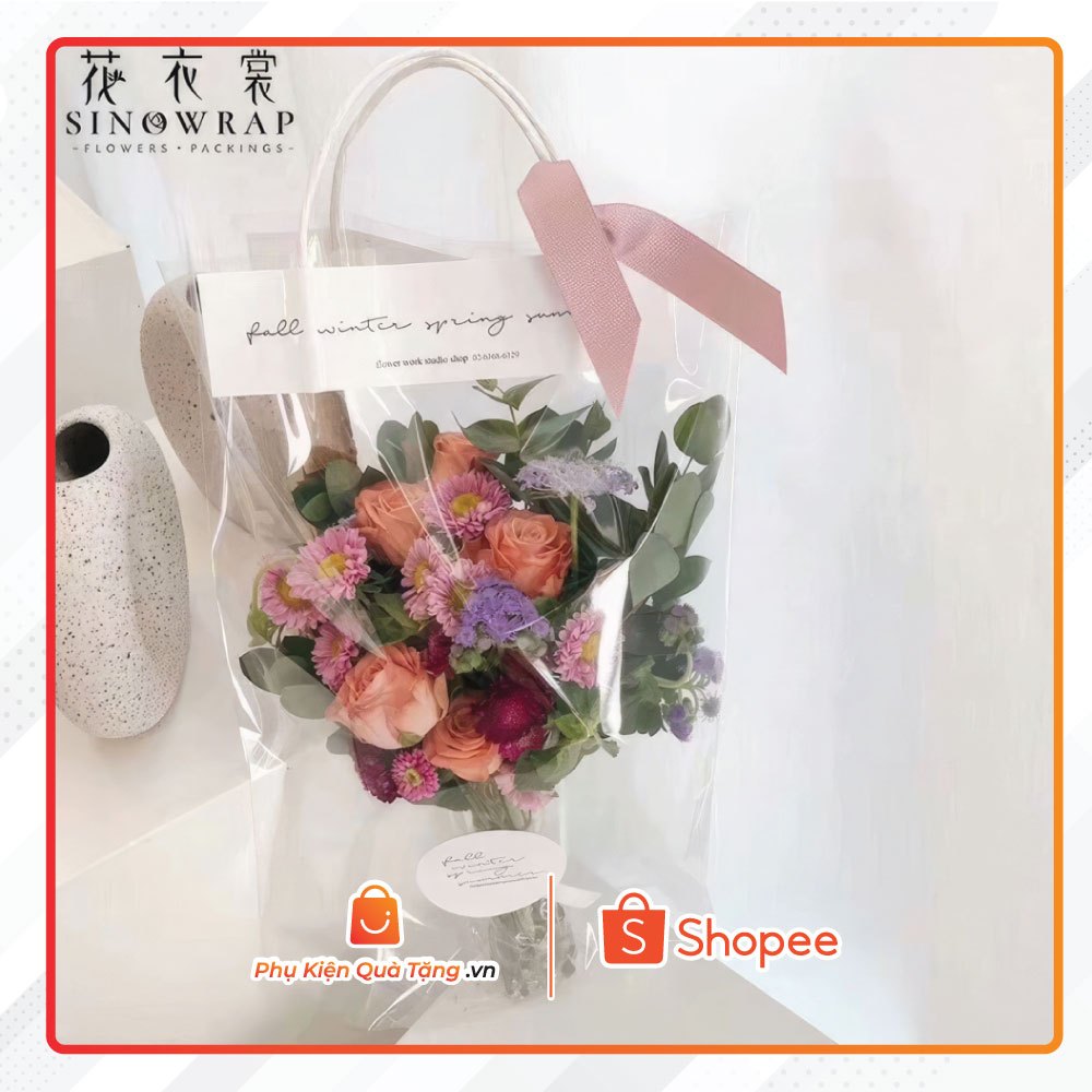 Set 10 túi kính trong suốt gồm 7 kích thước đựng bó hoa, hoa tươi, hoa sáp, quà tặng