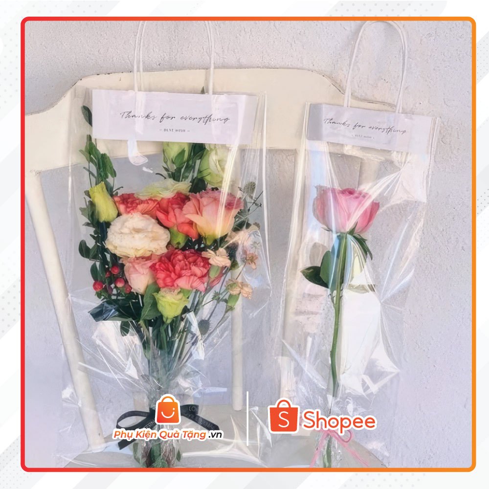 Set 10 túi kính trong suốt gồm 7 kích thước đựng bó hoa, hoa tươi, hoa sáp, quà tặng
