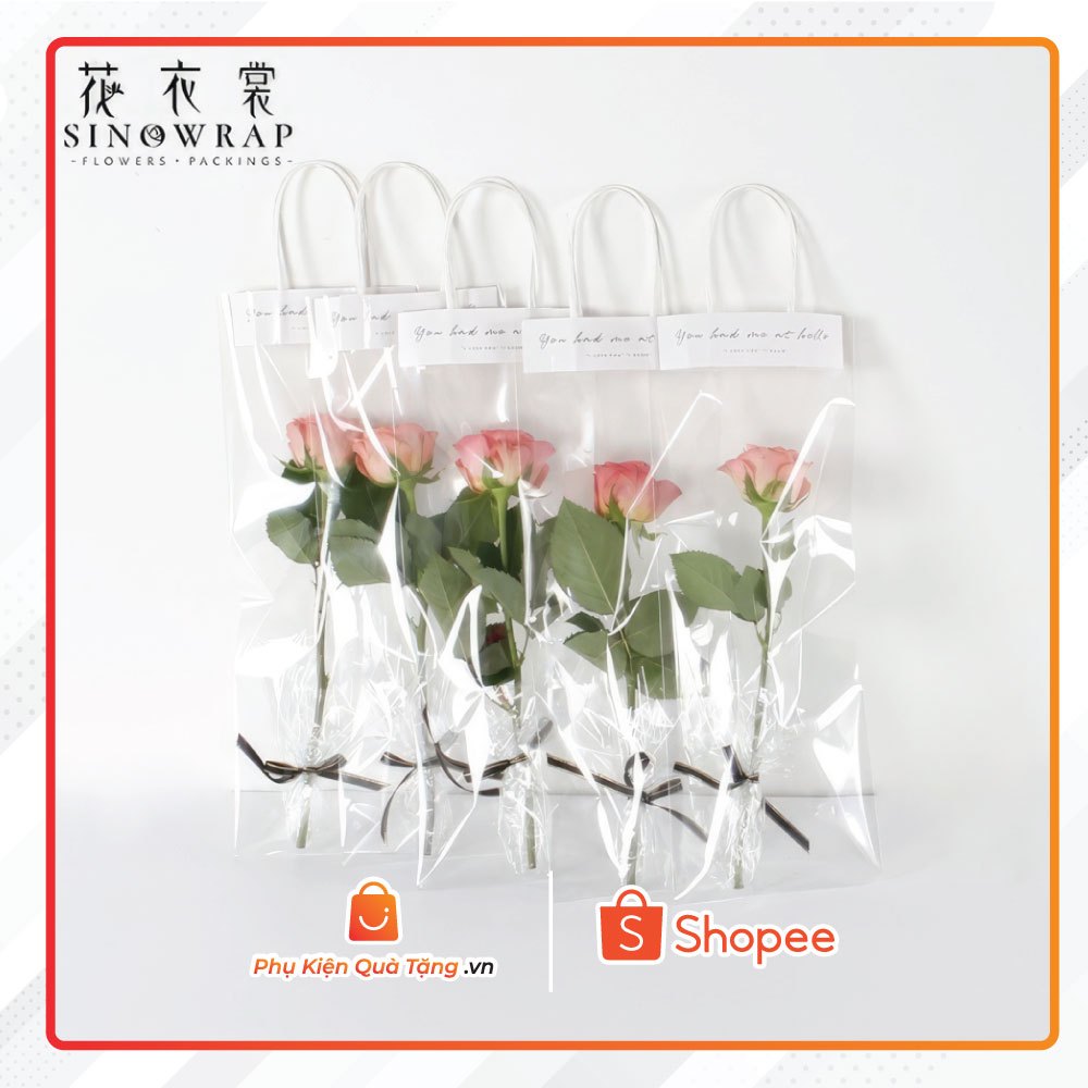 Set 10 túi kính trong suốt gồm 7 kích thước đựng bó hoa, hoa tươi, hoa sáp, quà tặng