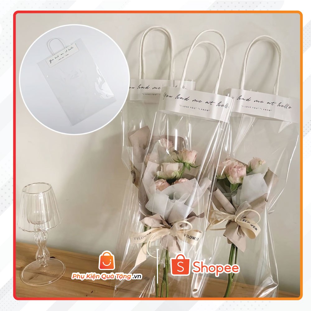 Set 10 túi kính trong suốt gồm 7 kích thước đựng bó hoa, hoa tươi, hoa sáp, quà tặng
