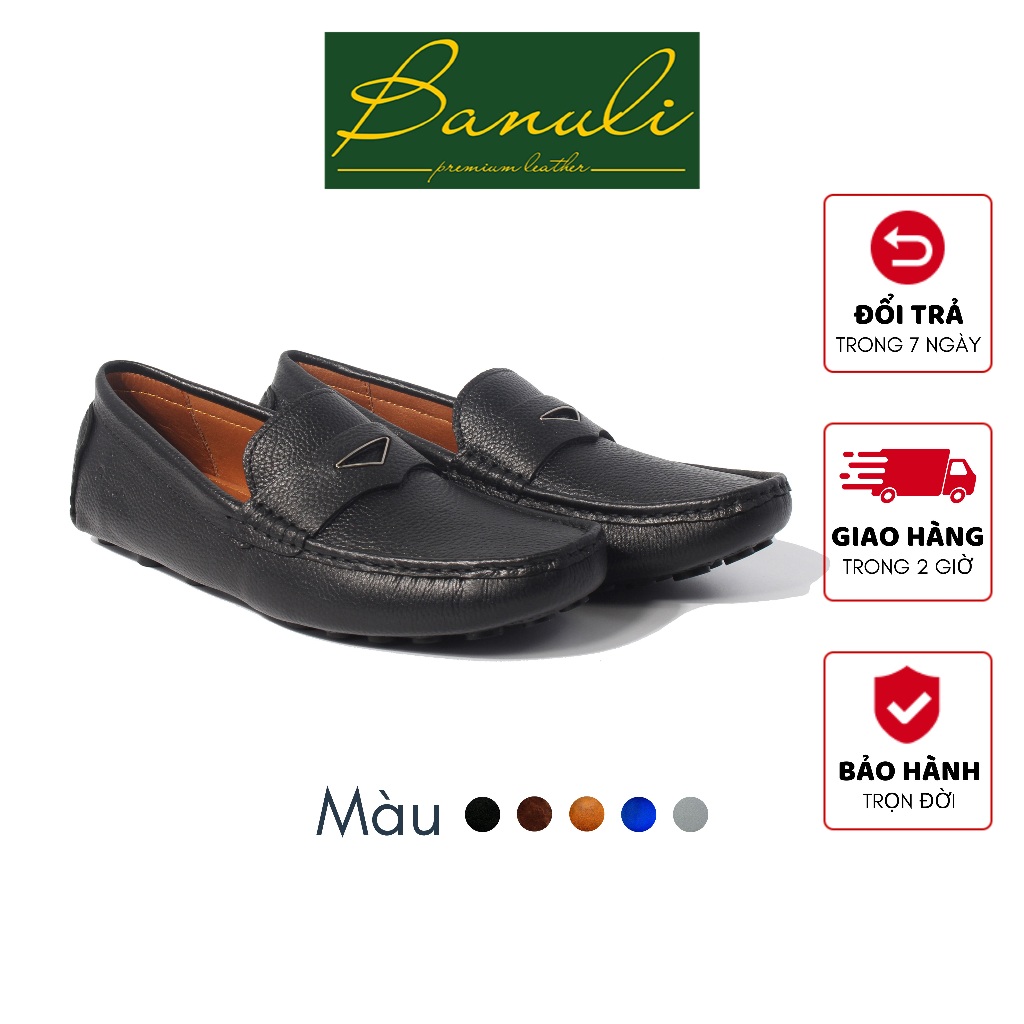Giày Lười Nam BANULI K1ML1T0 (100% Da Bò Thật Mặt Ngoài Và Lót Trong, Siêu Nhẹ Siêu êm, Chính Hãng)