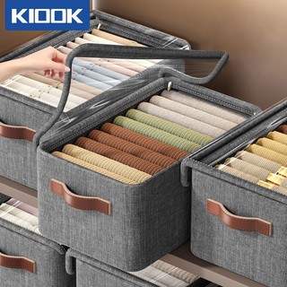 KIOOK Hộp Vải Đựng Quần Áo, Hộp lưu trữ trong suốt, Hộp Đựng Quần Áo Khung Thép Có Thể Gập Lại, Tay Cầm Bằng Da