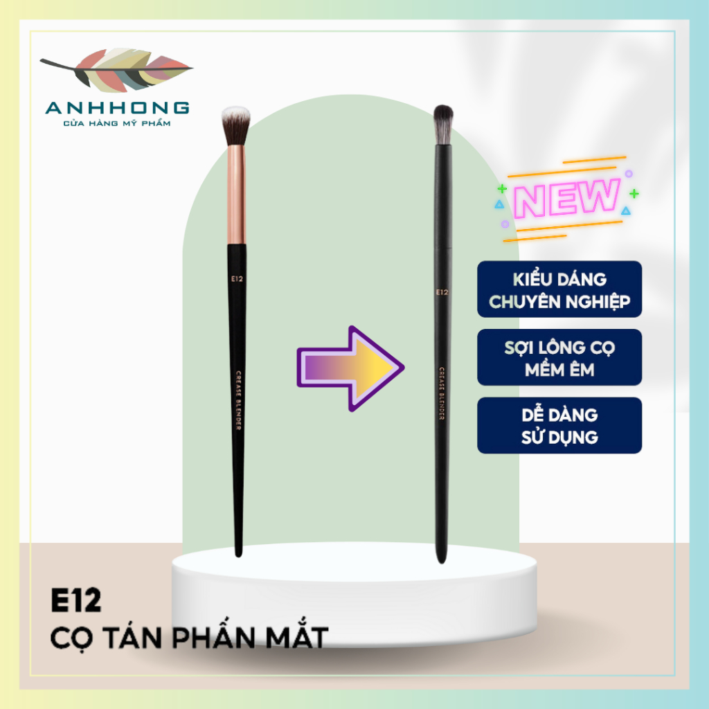 MẪU MỚI Cọ tán phấn mắt đầu tròn nhỏ Vacosi E12