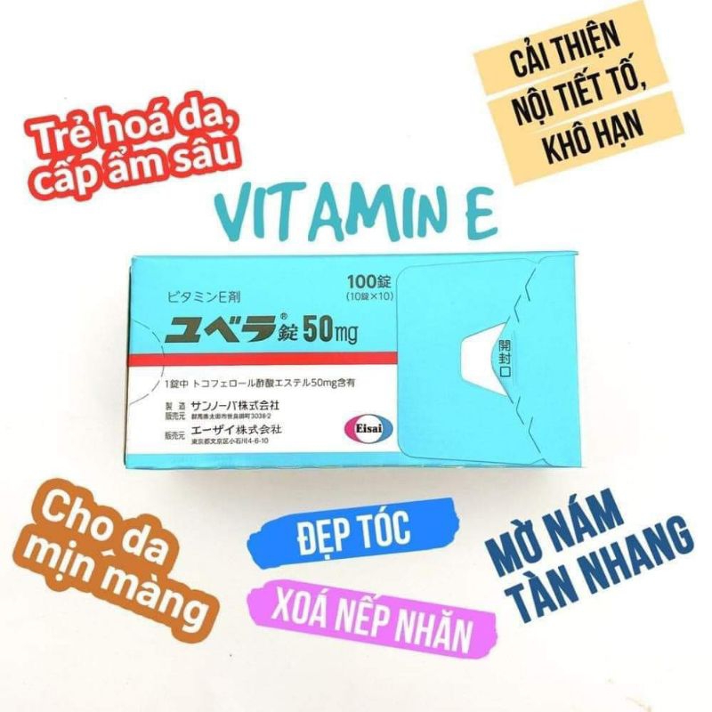 Viên uống bổ sung Vitamin E Eisai 50mg Nhật Bản Hộp 100 viên