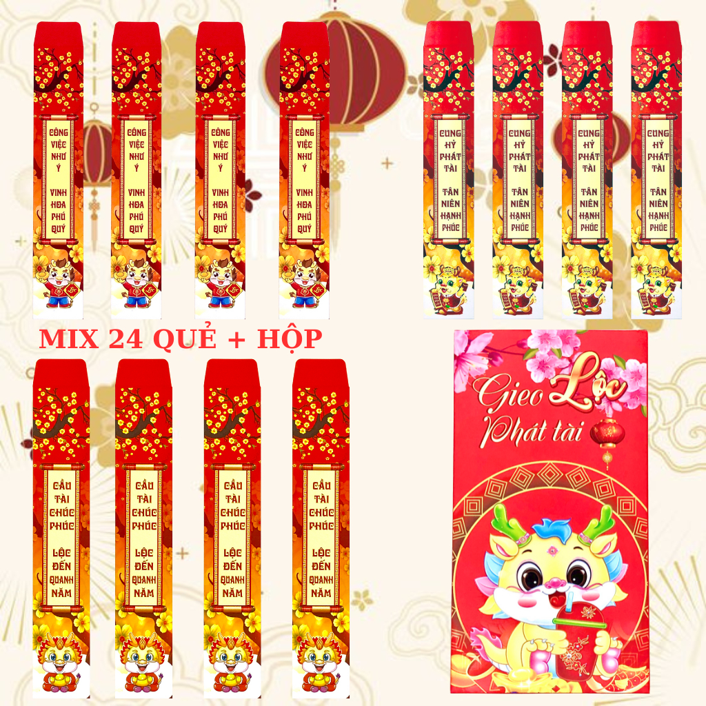 Bao lì xì gieo quẻ 2024 MẪU RỒNG ĐỎ, lì xì tết GIÁP THÌN năm 2024 hottrend